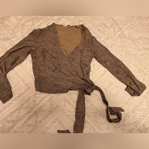 Women's Cheetah print Brown Wrap Top